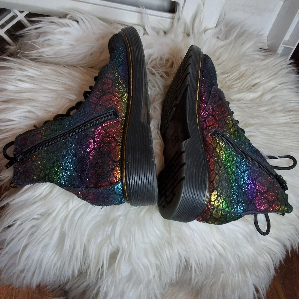 Dr. Martens iridescent croc pascal 1460 lace/ zip combat boots 3